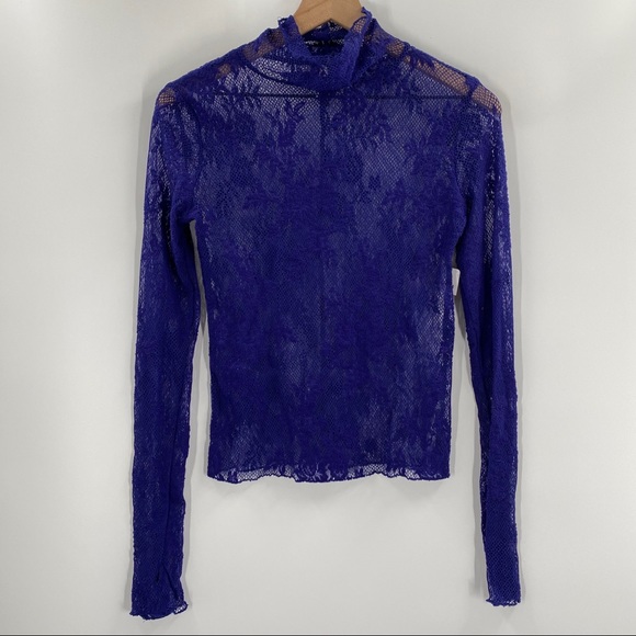 Free People- Sweet Secrets Sheer Mock Neck Top - Picture 2 of 8